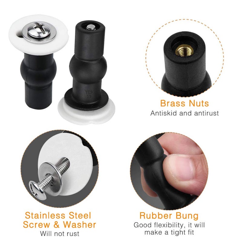 SelfTek 4 Pack Toilet Seat Bolts, Hinge Bolt Screws Toilet Seat Fixings Fix Expanding Rubber Top Nuts Screws Mount Seat Hardware Replacement Parts Kit (for 14-16mm hole toilet seats) - Image 4